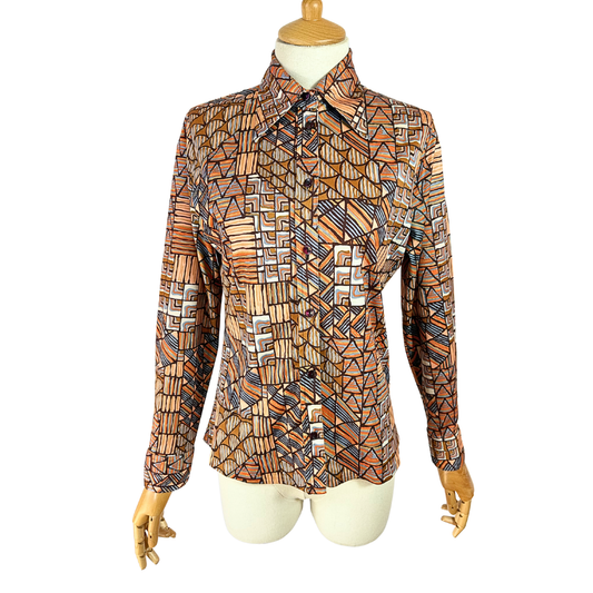 70s style geometric shirt - S