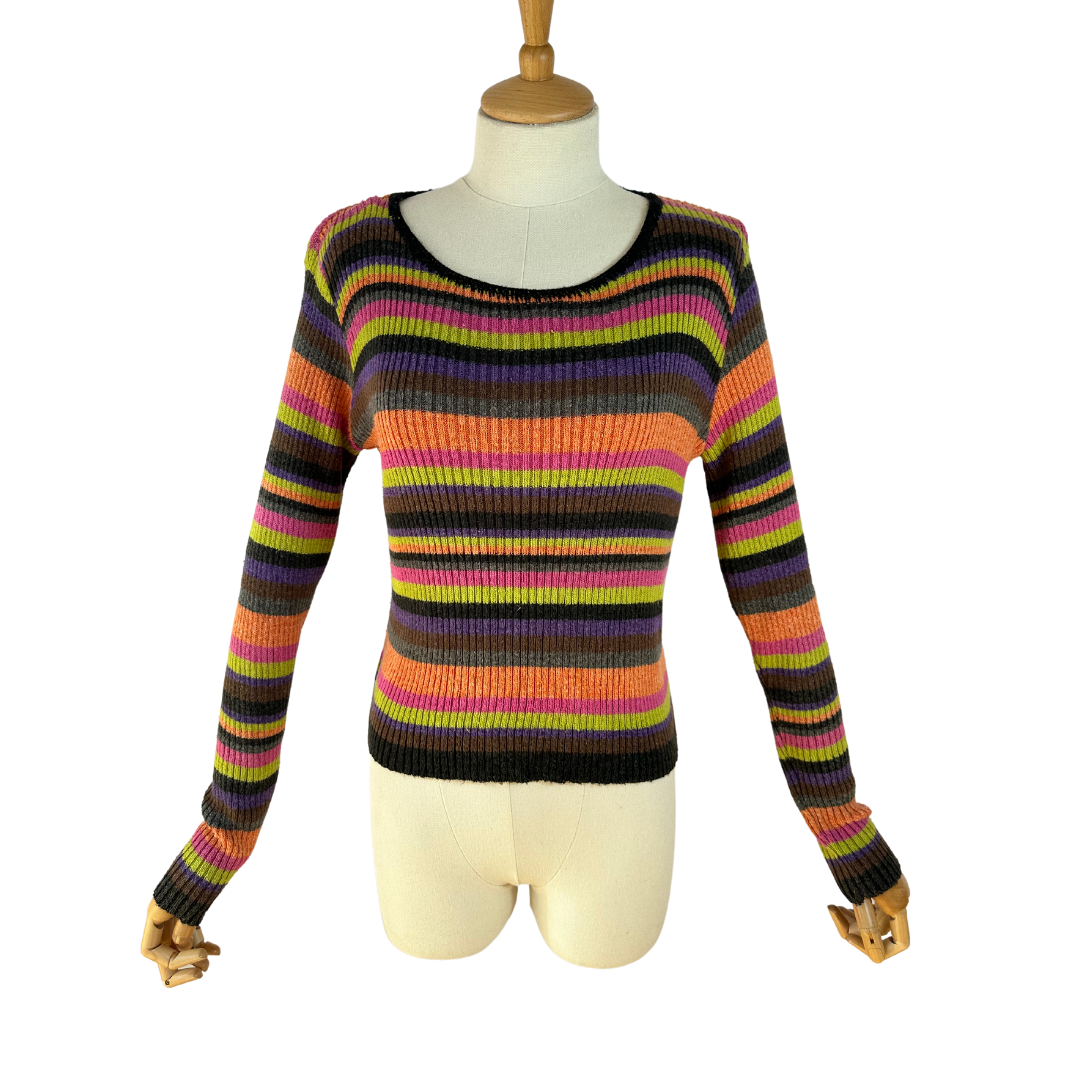 Colourful striped knit jersey - M