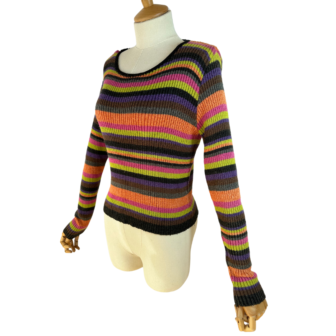 Colourful striped knit jersey - M