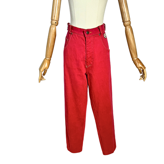 Red 90s high waist jeans - M