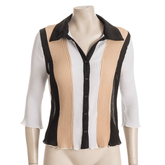 Striped plisse shirt - S