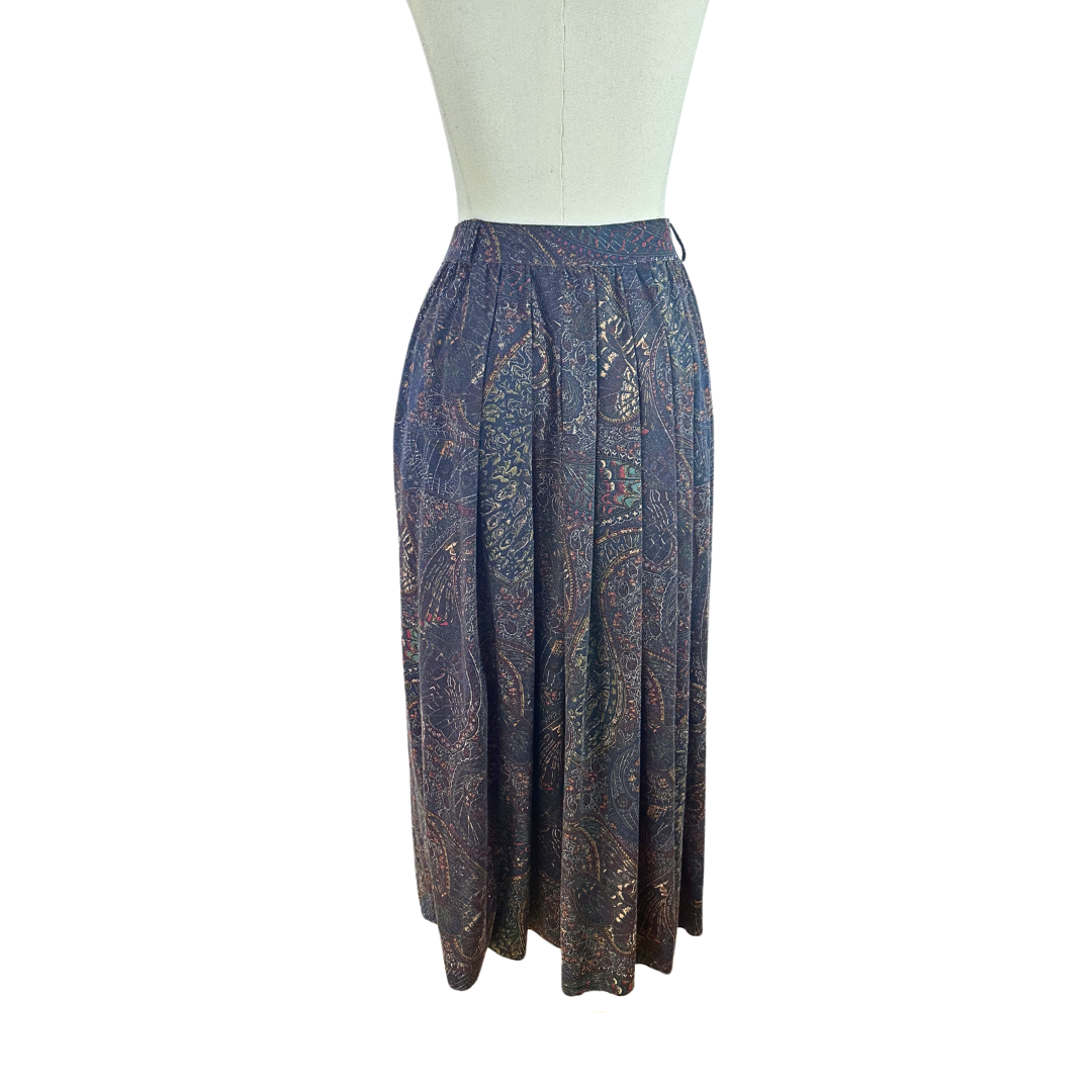 Vintage paisley print high waist skirt - M