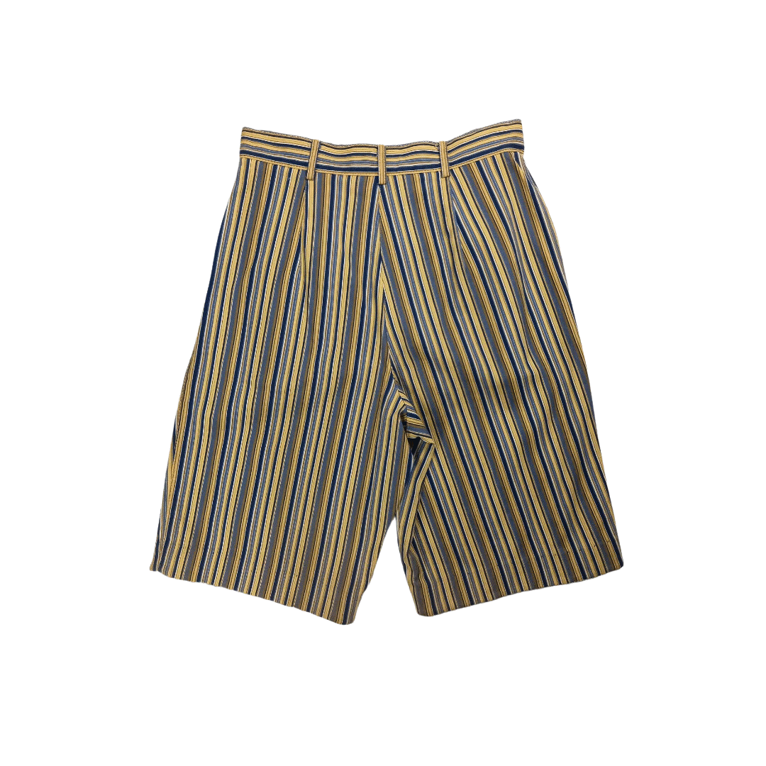 High-waisted stripe denim bermuda shorts - M
