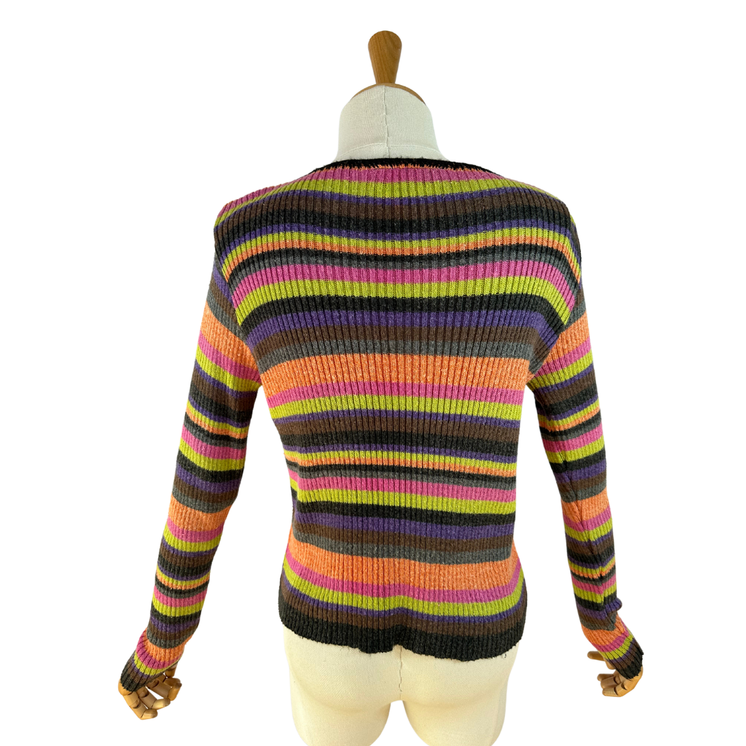 Colourful striped knit jersey - M