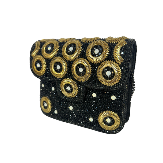 Black and gold vintage beaded handbag