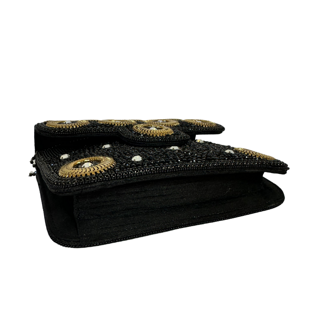 Black and gold vintage beaded handbag