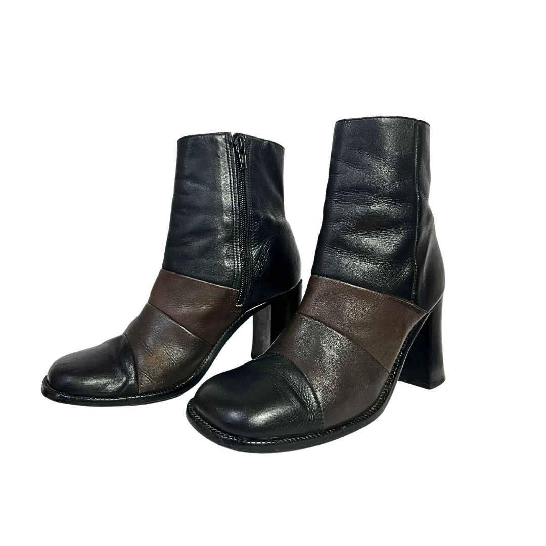 Black and brown leather boots - UK 6