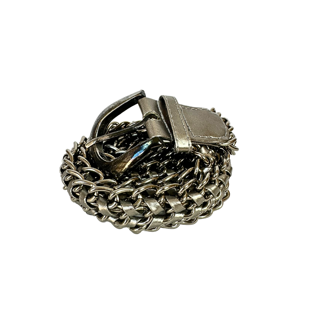 Silver braided chain belt - M