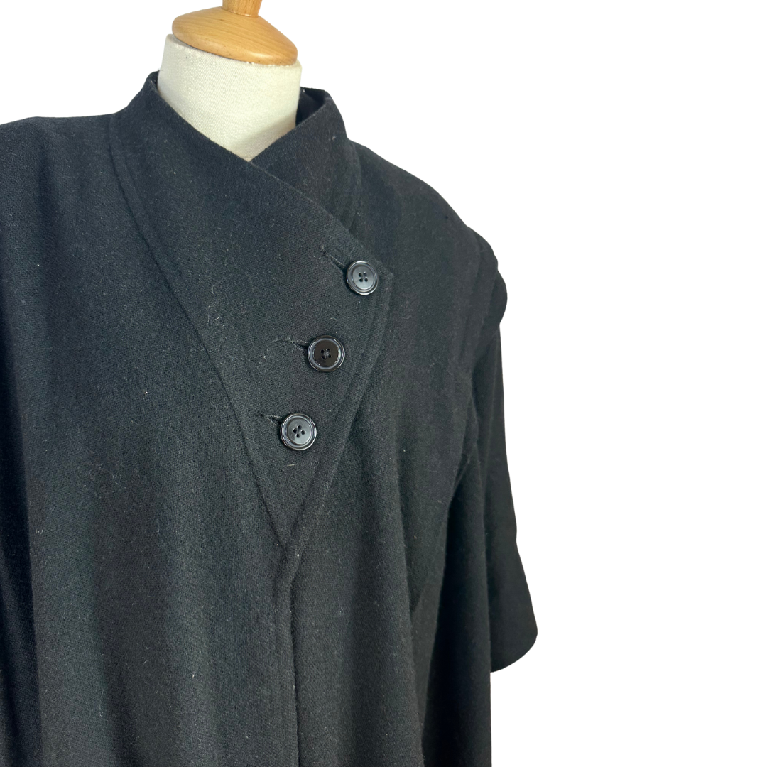 Black vintage batwing coat - L