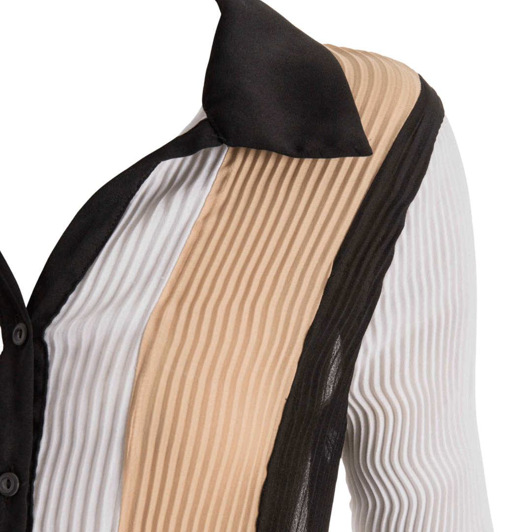 Striped plisse shirt - S