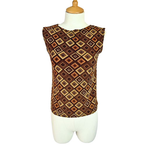 70s style sparkly geometric top - S