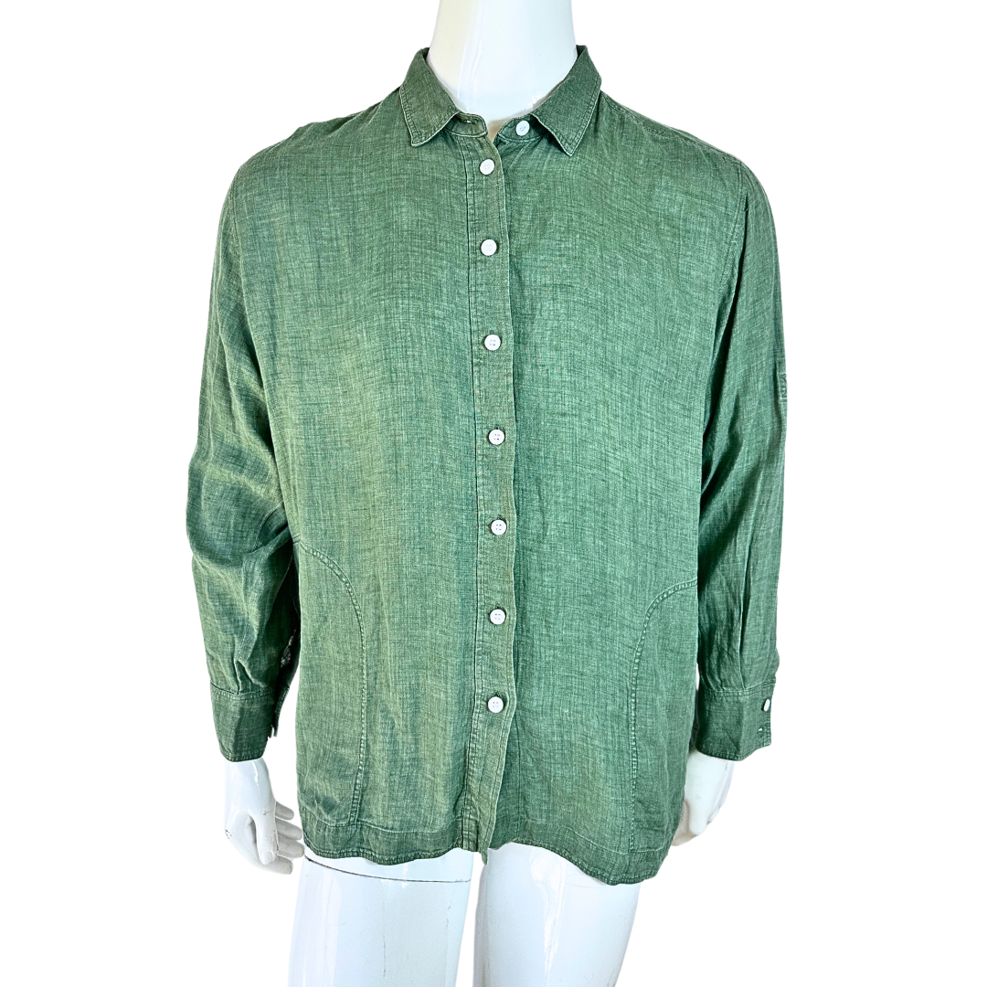 Green French linen shirt - XL