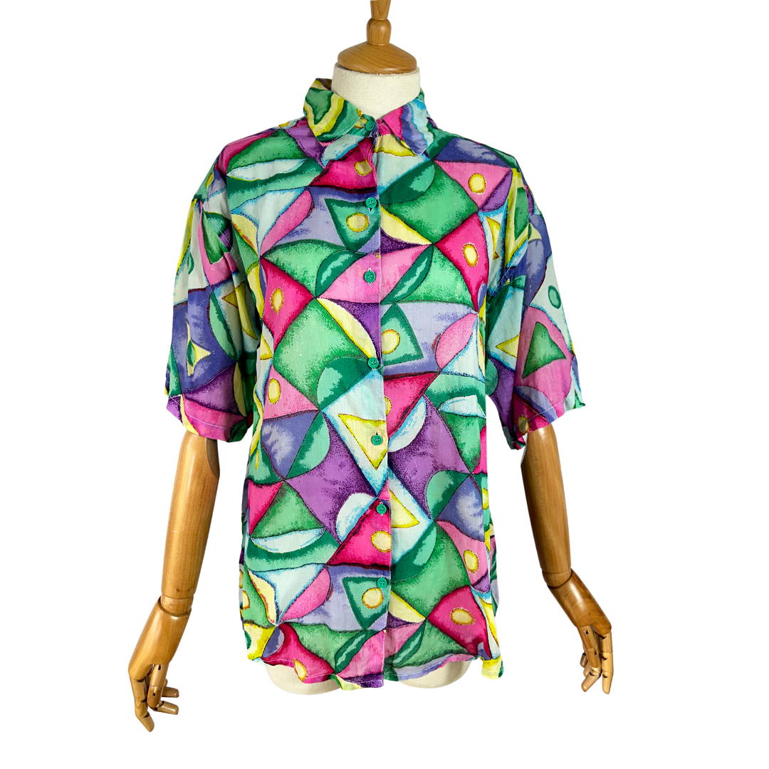 Vintage colourful abstract shirt - M