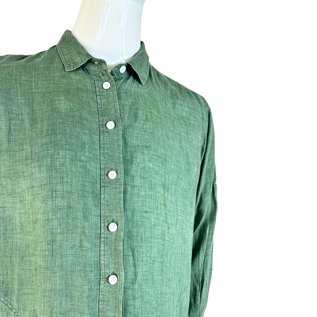 Green French linen shirt - XL