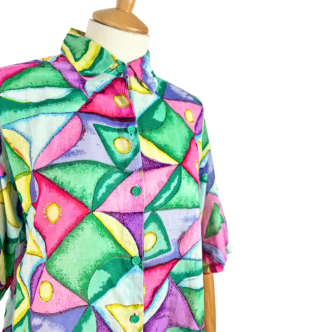 Vintage colourful abstract shirt - M