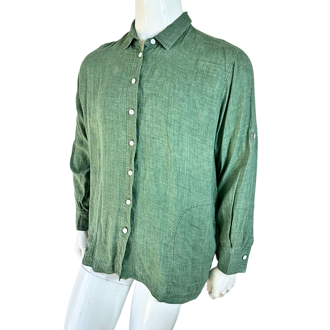 Green French linen shirt - XL