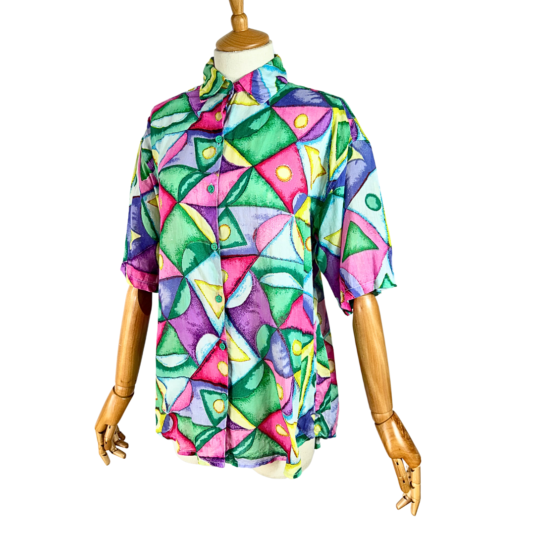 Vintage colourful abstract shirt - M