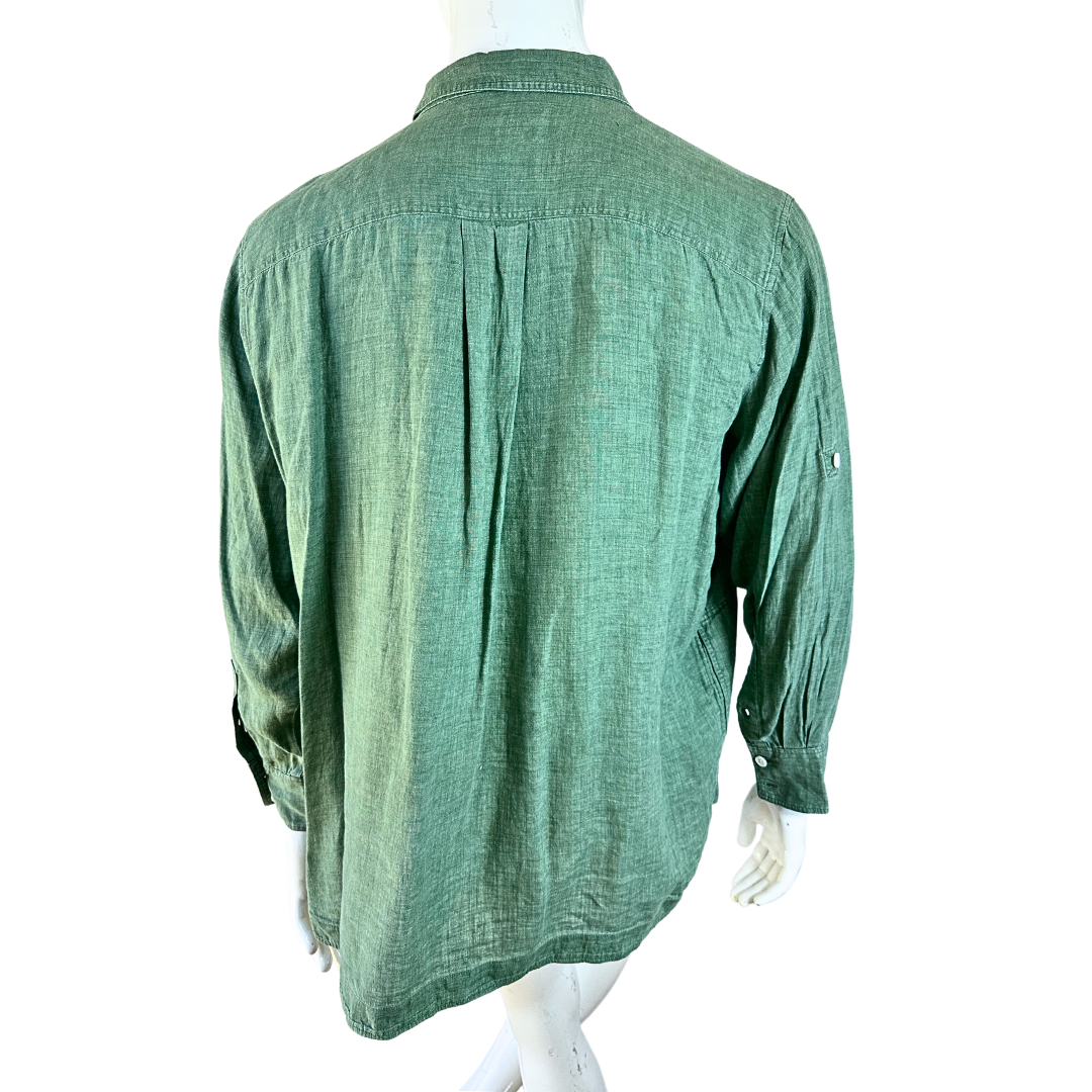 Green French linen shirt - XL