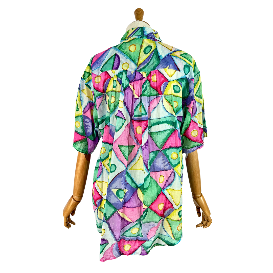 Vintage colourful abstract shirt - M