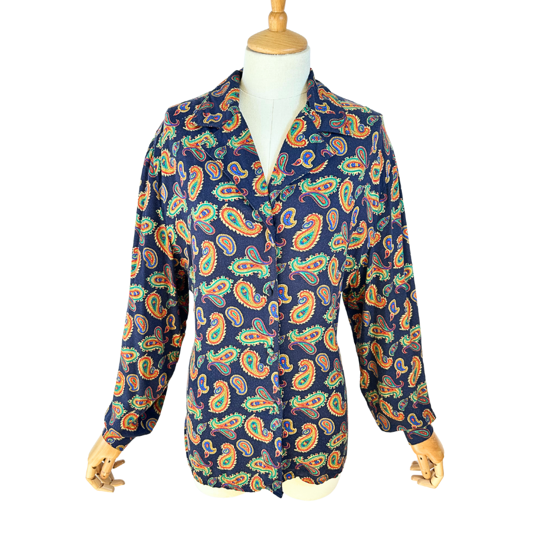 Vintage paisley print longsleeve shirt - M