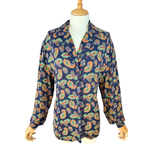 Vintage paisley print longsleeve shirt - M