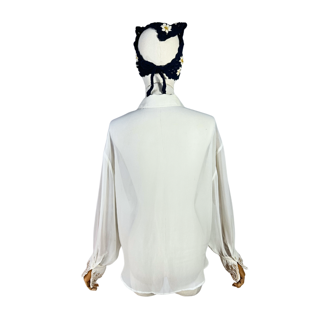 Cream vintage embroidered shirt - M