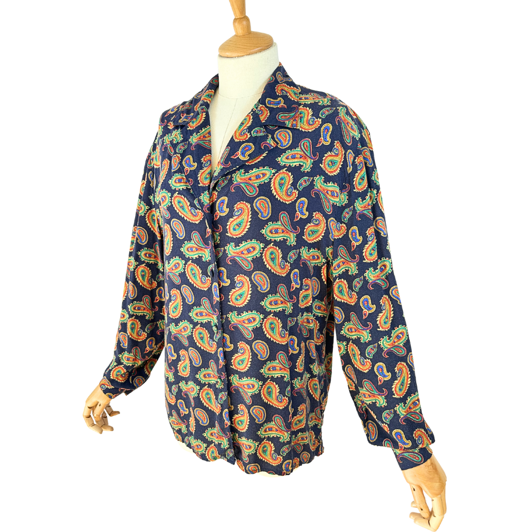 Vintage paisley print longsleeve shirt - M