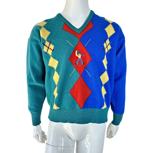 Vintage Clan Royal argyle golf knit jersey - L