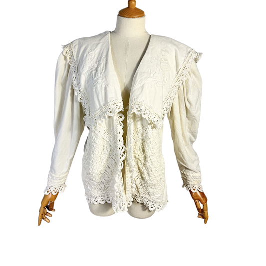 Cream vintage Victorian style jacket - L