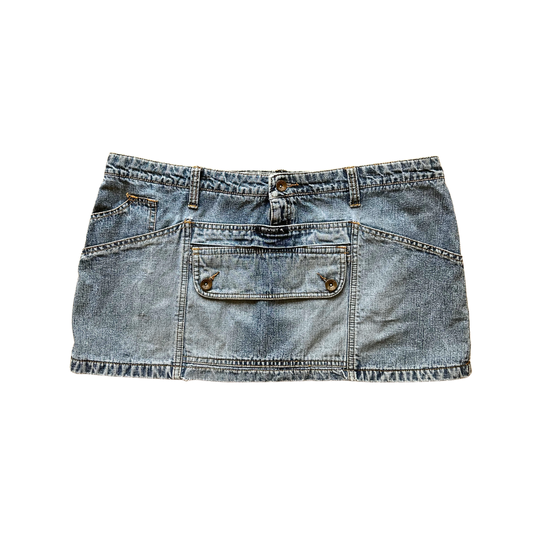 Y2K low rise denim micro mini skirt - M