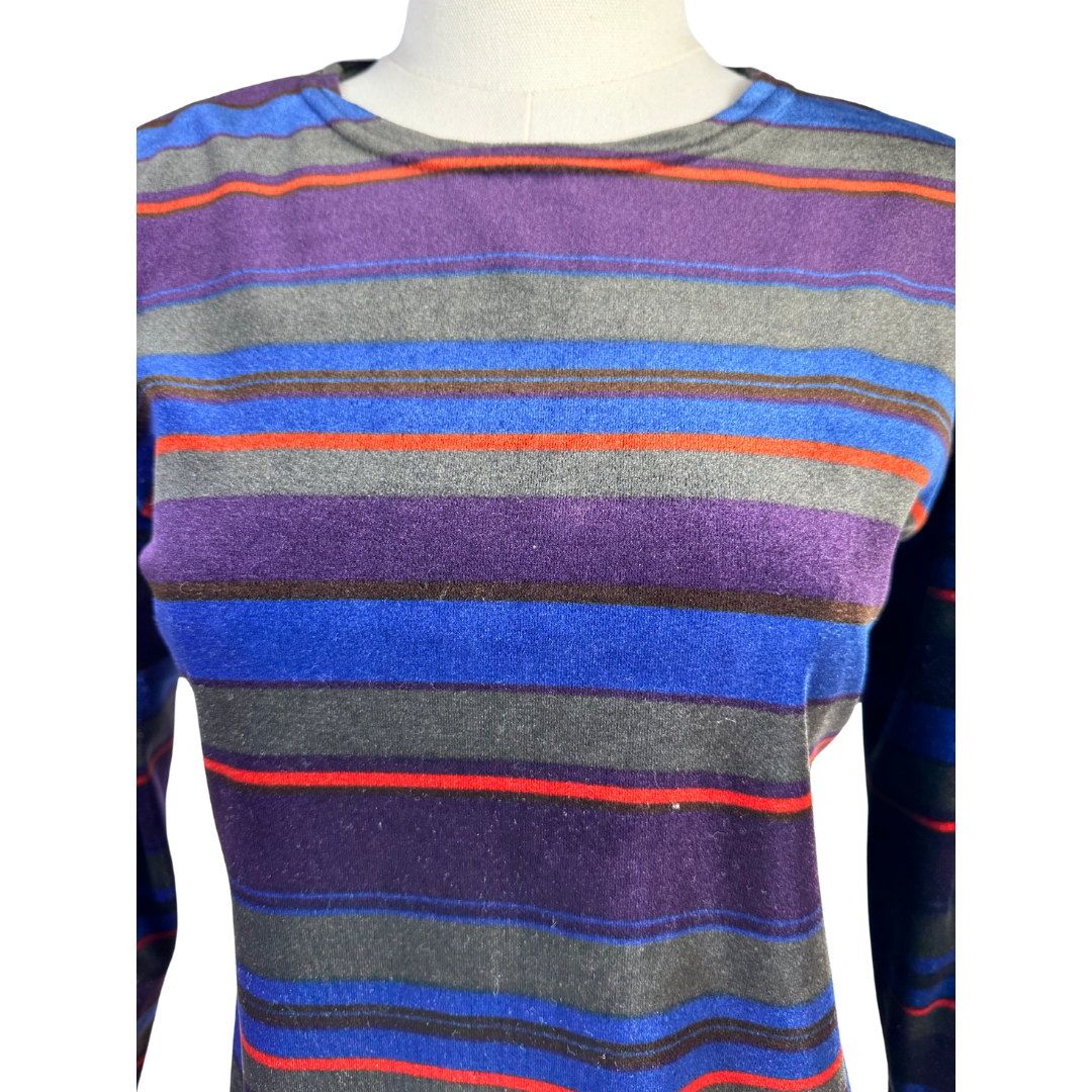 Striped velvet longsleeve top - M