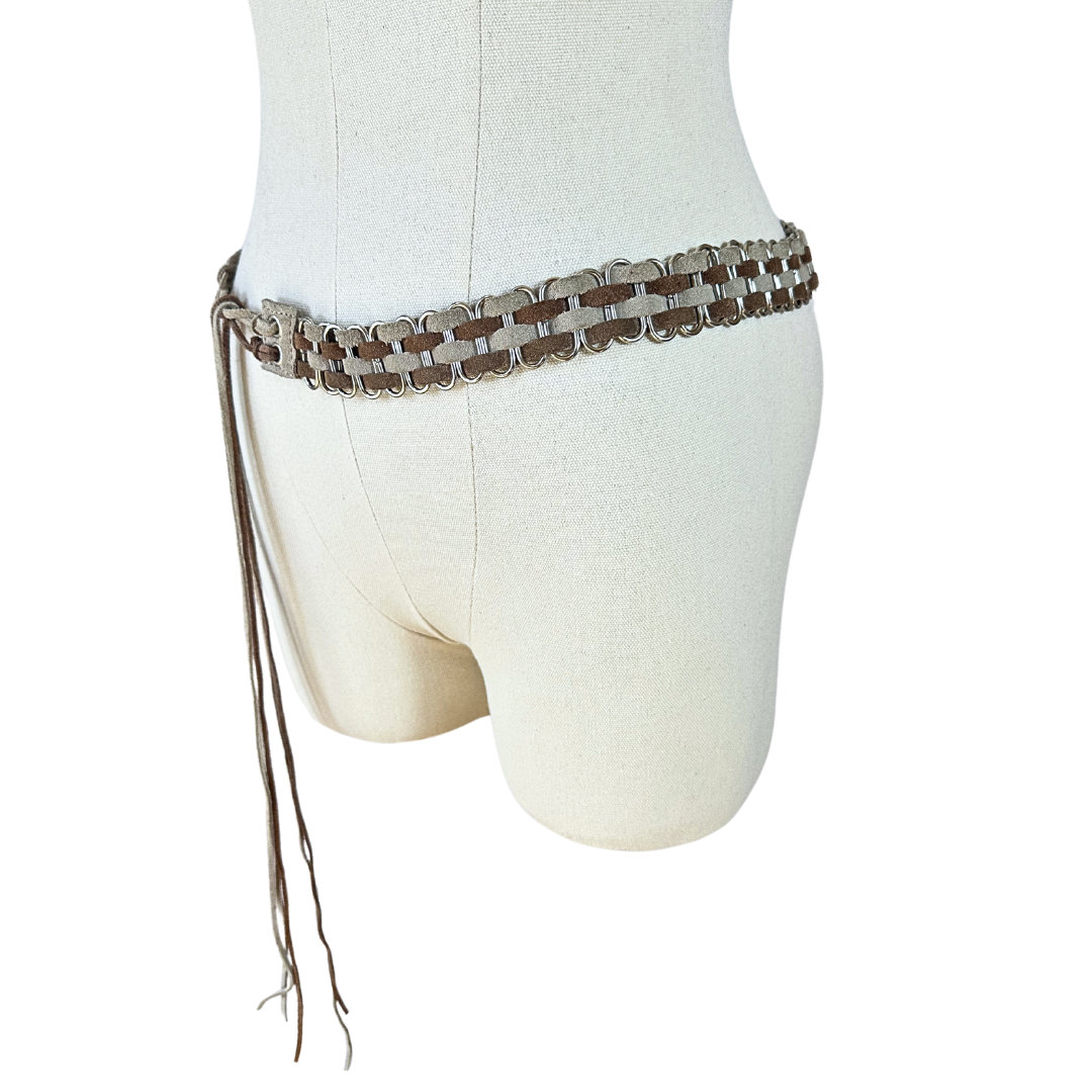 Suede leather chain belt - S/M