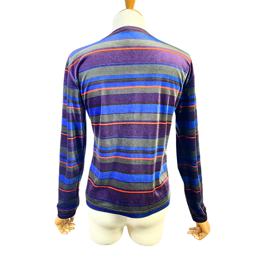 Striped velvet longsleeve top - M