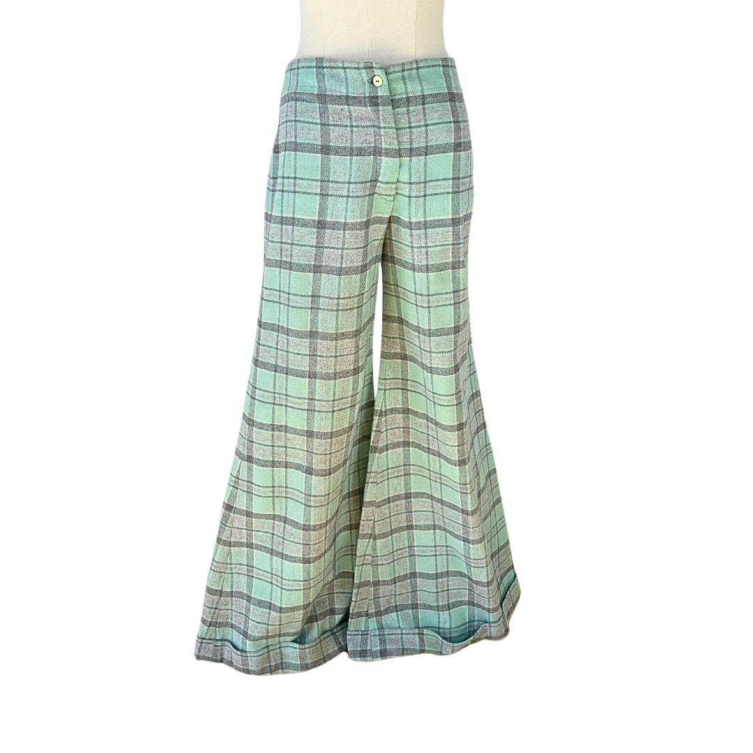 Checkered vintage flared pants - M