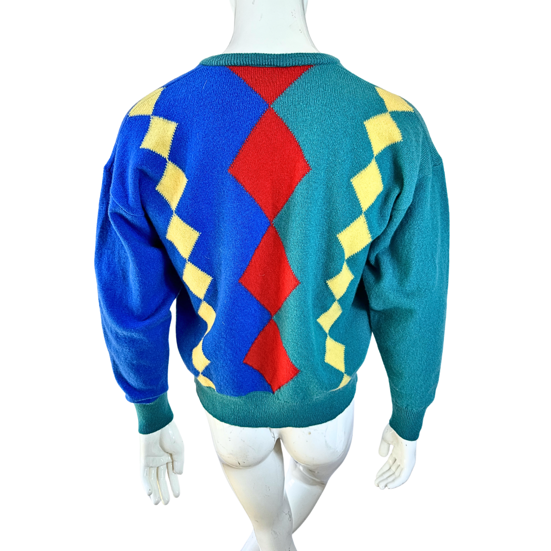 Vintage Clan Royal argyle golf knit jersey - L