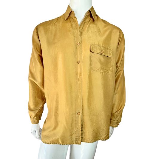 Mustard vintage silk shirt - M