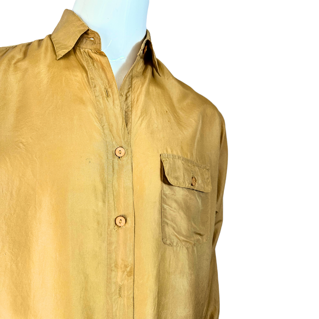 Mustard vintage silk shirt - M