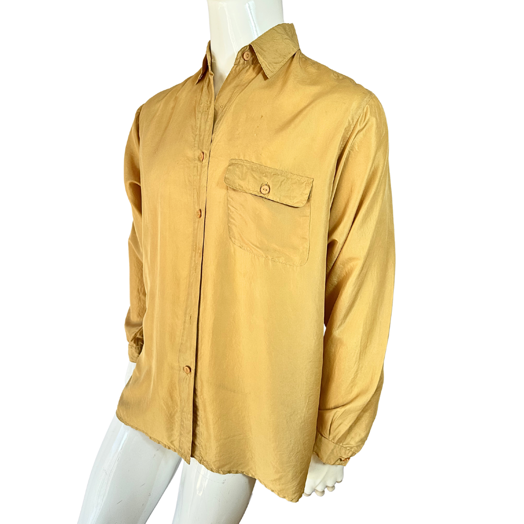 Mustard vintage silk shirt - M