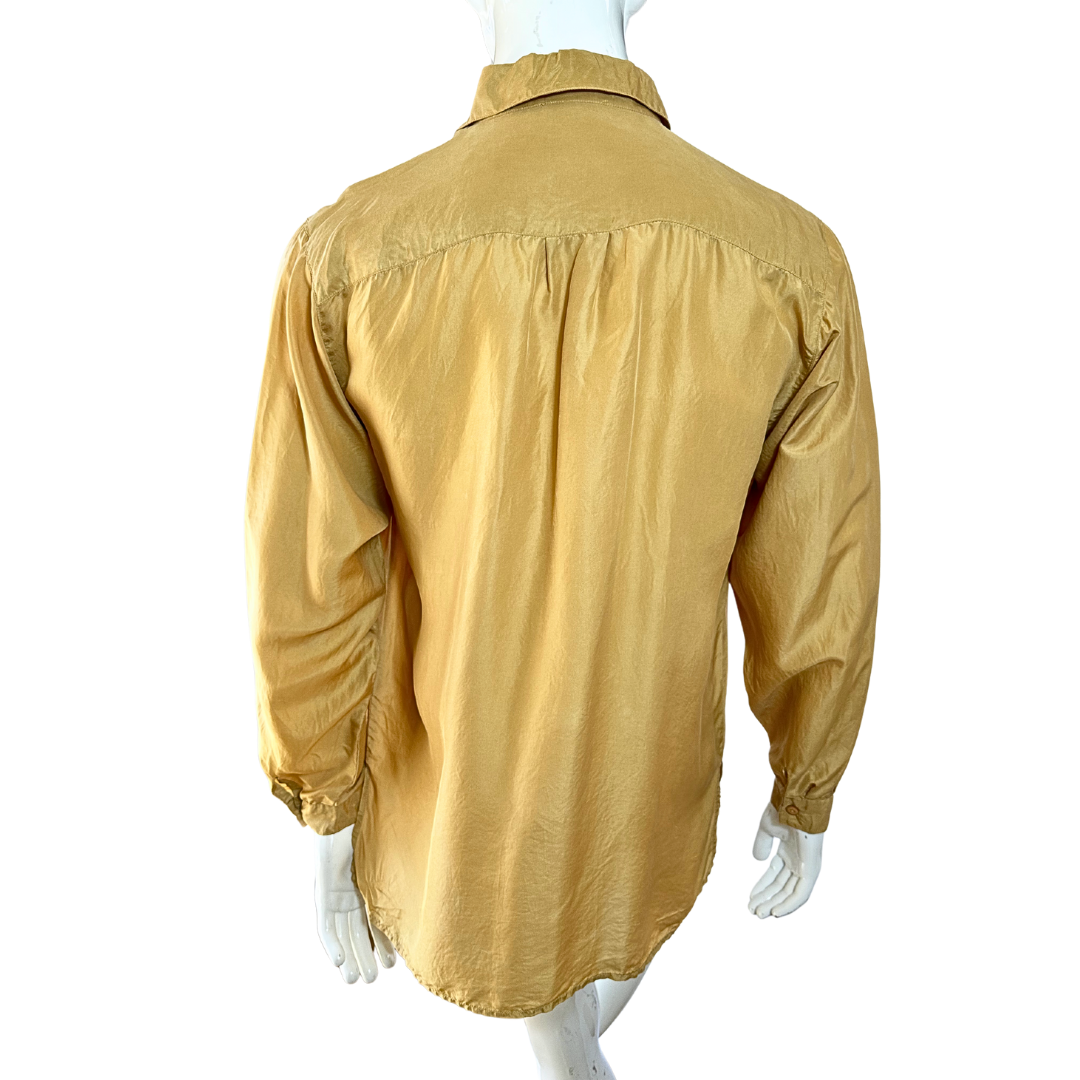 Mustard vintage silk shirt - M