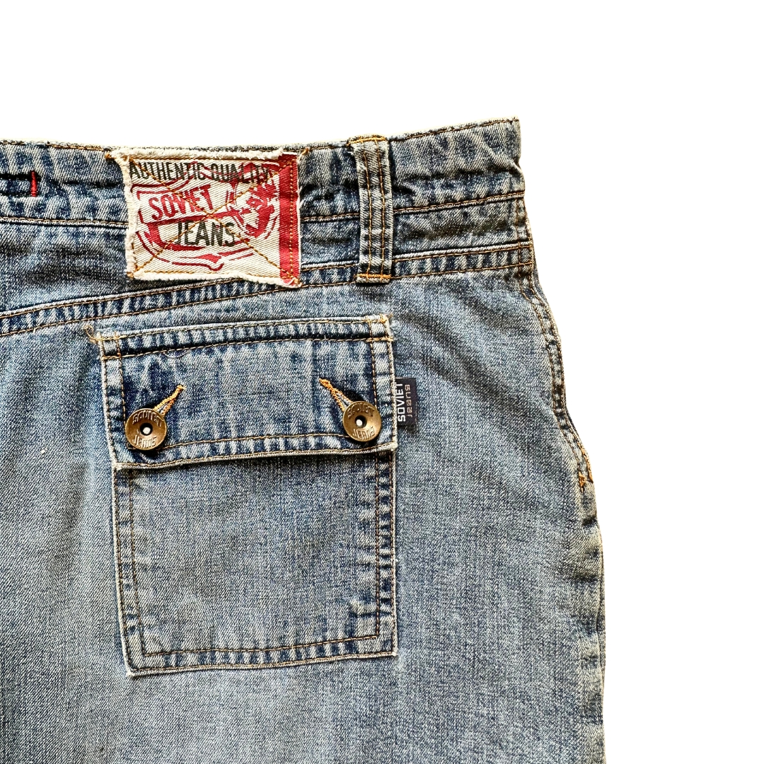 Y2K low rise denim micro mini skirt - M