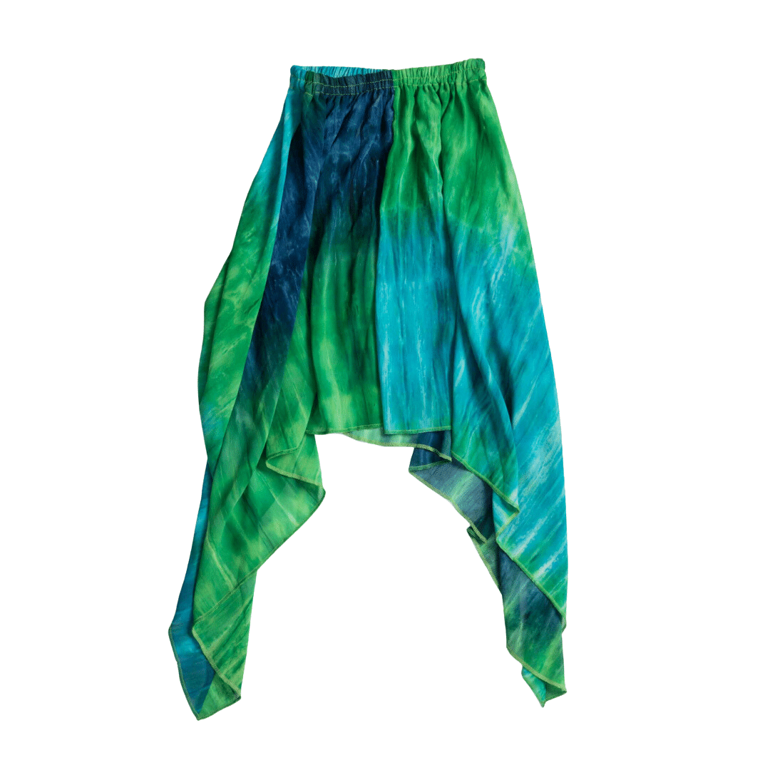 Elasticated tie-dye asymmetrical hem skirt - S