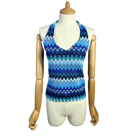 Retro crochet halter neck top - M