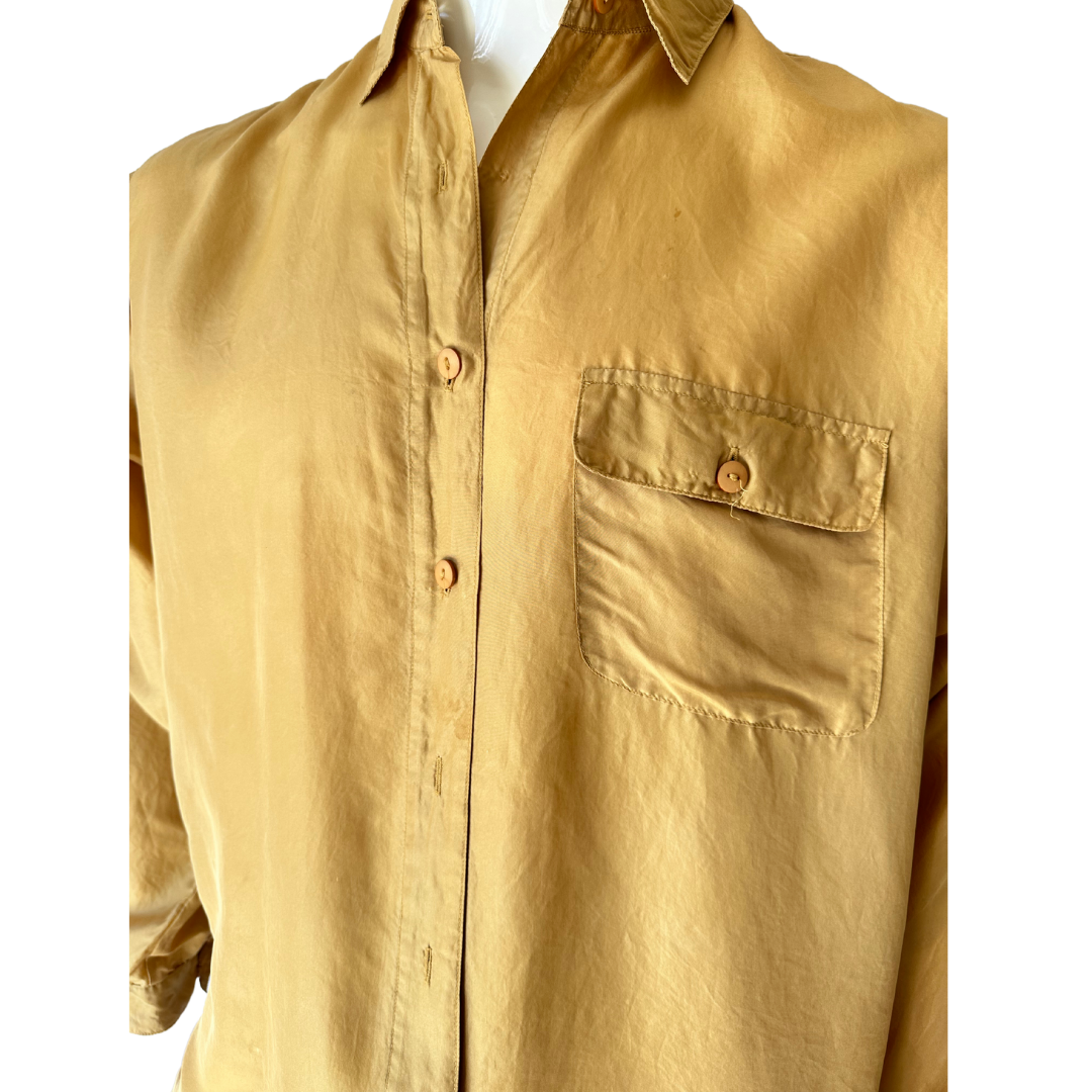 Mustard vintage silk shirt - M