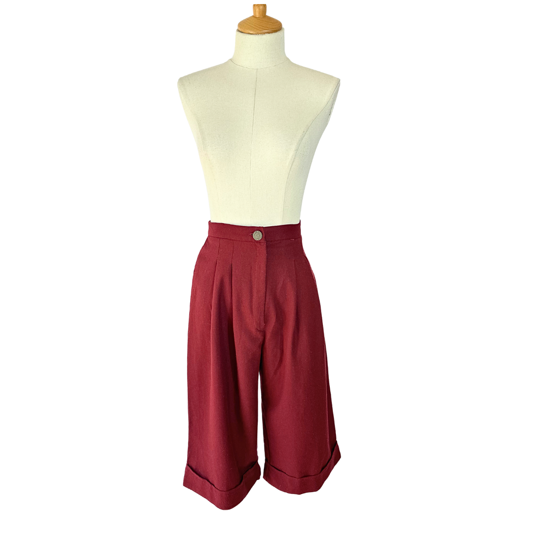 Maroon vintage high waist culottes - S