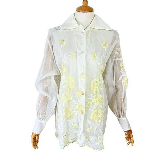 Vintage floral embroidered shirt - M