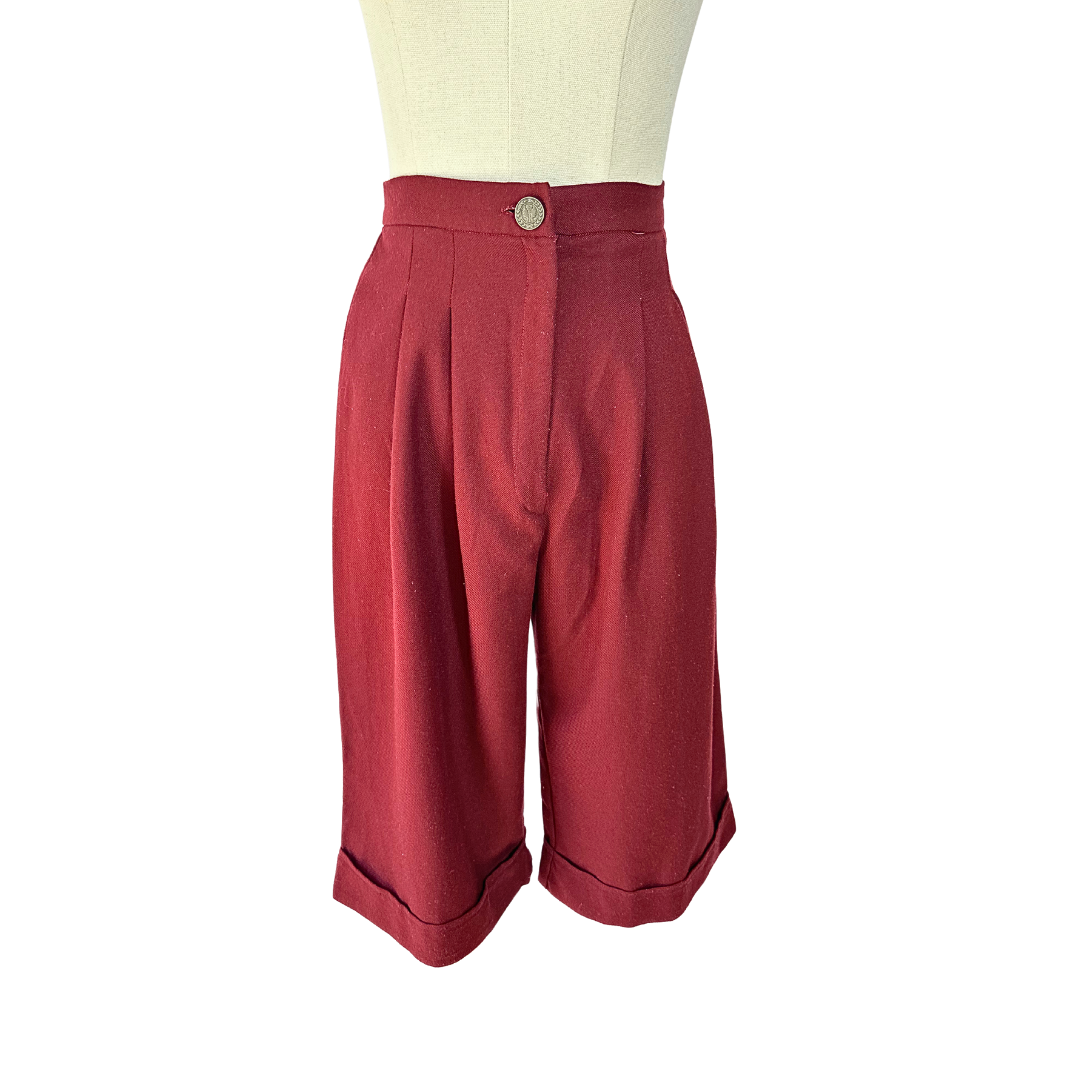 Maroon vintage high waist culottes - S