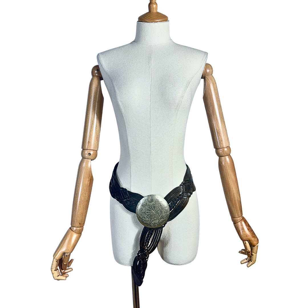 Y2K wide leather belt - M/L