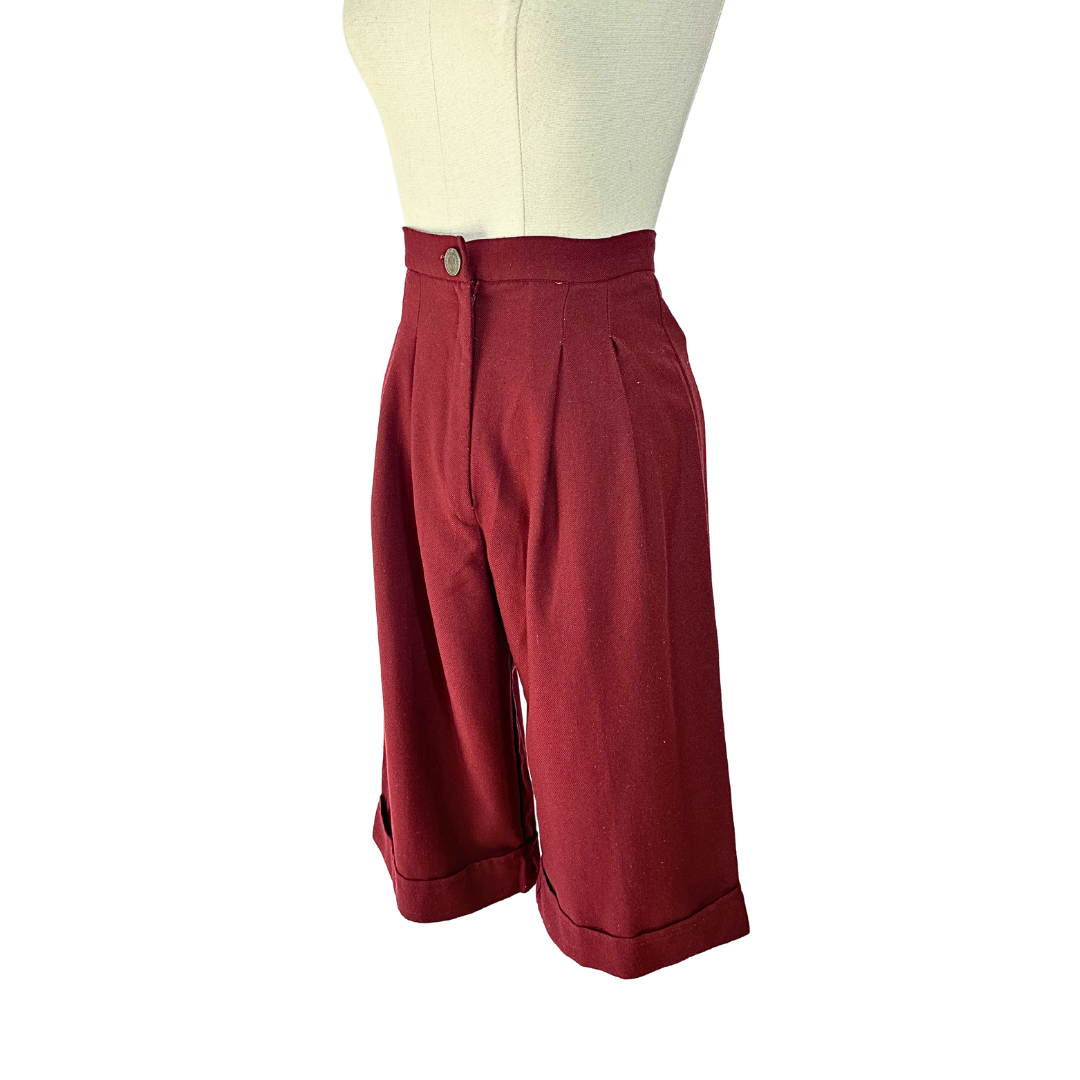 Maroon vintage high waist culottes - S