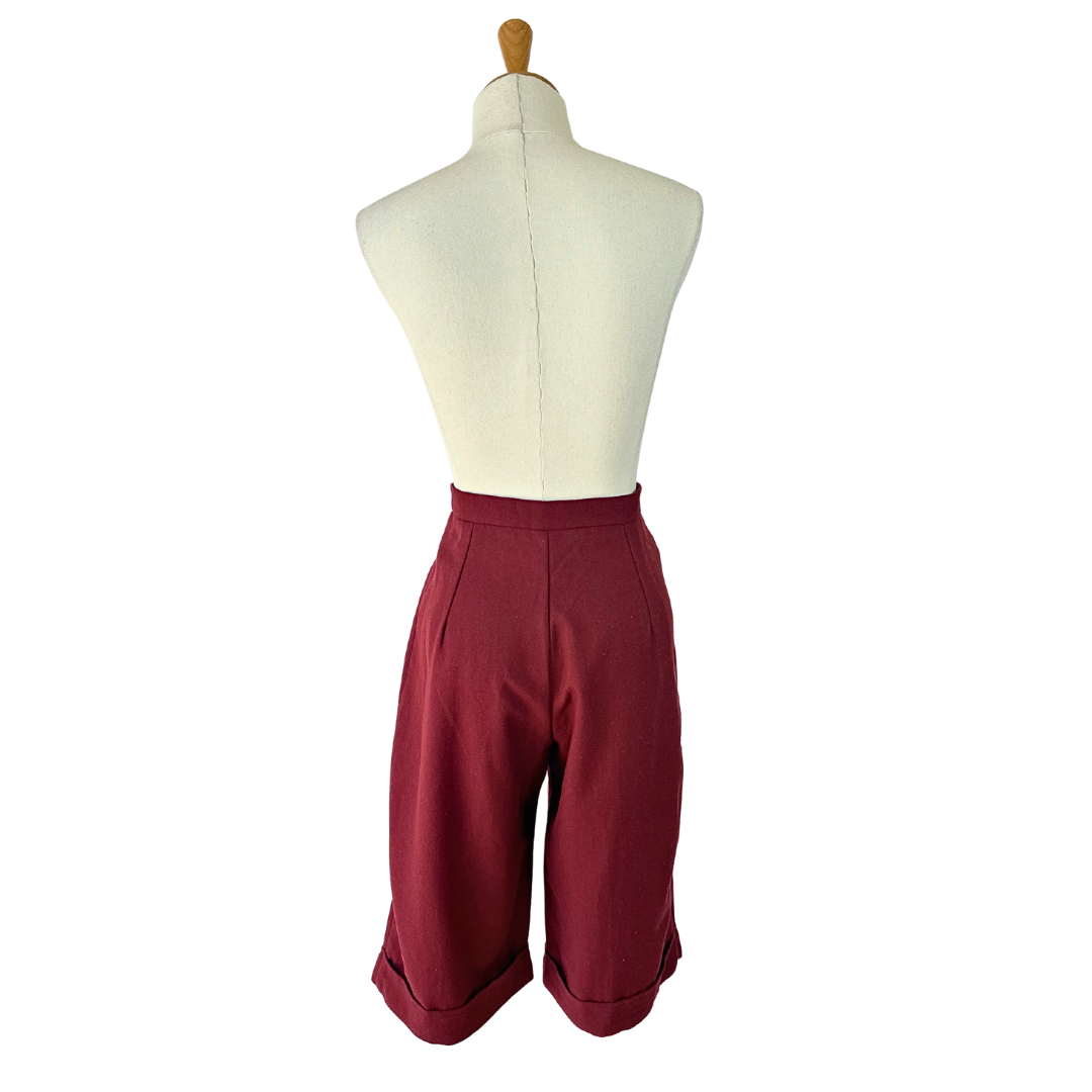 Maroon vintage high waist culottes - S