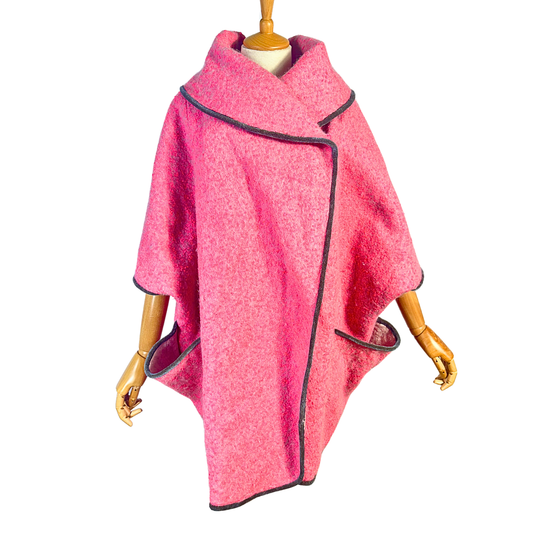 Pink wool blend wrap coat - M/L